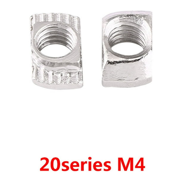 Risegun 50 Tuercas en T, Tuerca con Ranura en T, Cabeza de Martillo, Tuerca de sujeción, roscas de Acero al Carbono chapadas en Zinc, encajan en Ranuras en T en mesas de Herramientas (EU20-M4*10 * 6)