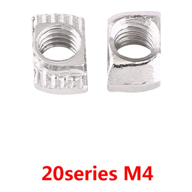 Tuerca de cabeza de martillo con ranura en T, sujetador de acero al carbono niquelado para perfil de aluminio (EU20 M4*10*6)