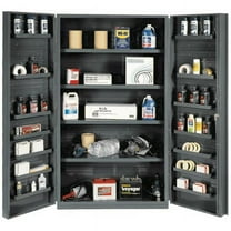 Durham SJC-DLP-4S-14DS-95 14 Gauge Deep Door Style Lockable Cabinet with 4 Adjustable Shelves & 14 Shelves, Gray - 60 x 30 x 43.75 in.