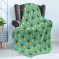 thumbnail image 4 of Pineapple Soft Flannel Fleece Throw Blanket, Hipster and Pineapples Tropic Fruits Design with Triangles, Cozy Plush for Indoor and Outdoor Use, 70" x 90", Turquoise Ginger Green, by Ambesonne, 4 of 5