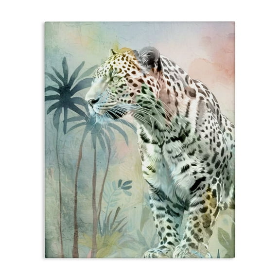 Stupell Industries Gazing Jungle Leopard Animals Painting Wrapped Canvas Canvas Art Print Wall Art, 16 x 20
