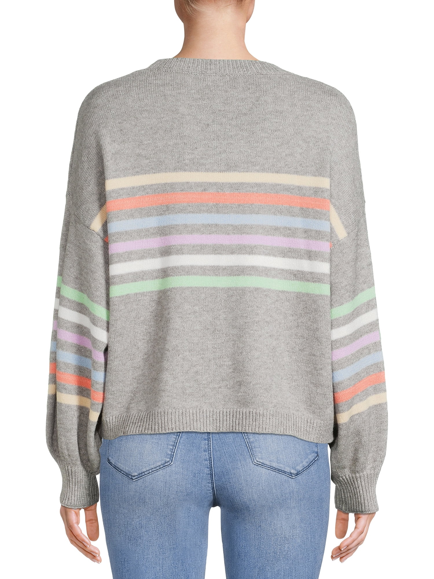 Grey sweater with rainbow deals stripes