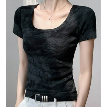 Short-sleeved T-shirt female Slim positive shoulder thin shirt inner tops