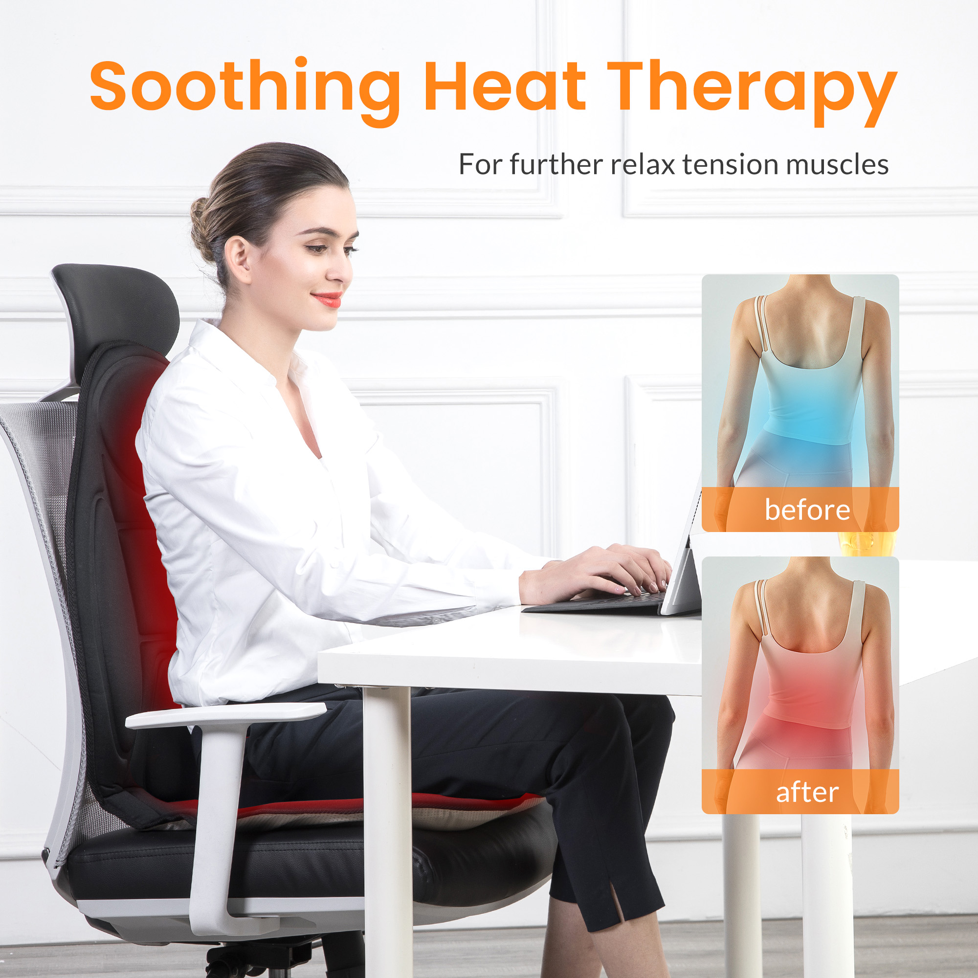 Snailax Back Massager with Heat, Memory Foam Massage Pad photo 4