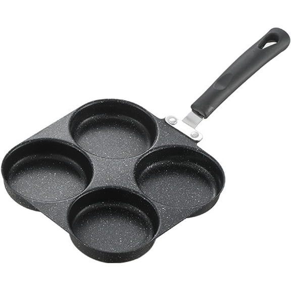 Fried Egg Pan, 4-Cup Omelet Pans Nonstick, Versatile Breakfast Skillet Omelette Pan Aluminium Alloy Egg cooker for Eggs, Pancakes, Plett, Crepes, Compatible, Non Stick Four Hole Frying Pan(Black B)
