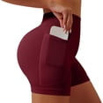 thumbnail image 2 of VV AVEORS Biker Shorts Women With Pockets - High Waisted Stretchy Soft Athletic Yoga Workout Gym Spandex Tummy Control Shorts Wine S, 2 of 9
