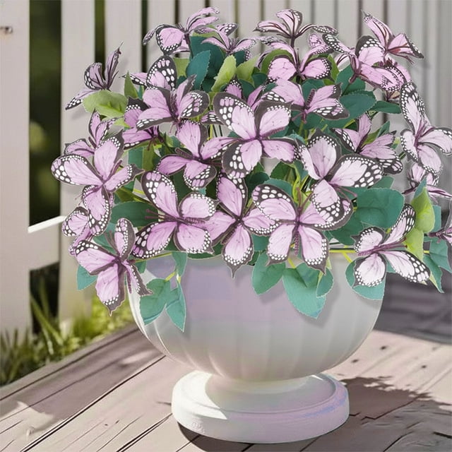 Flores Artificiales para Exteriores, 7 Cabezas, Coloridas, Impermeables, de Seda, con Tallos Florales, Color Rosa, Morado, Blanco, Amarillo y Naranja, 30 Cm, Ramo Decorativo de Acción de Gracias para