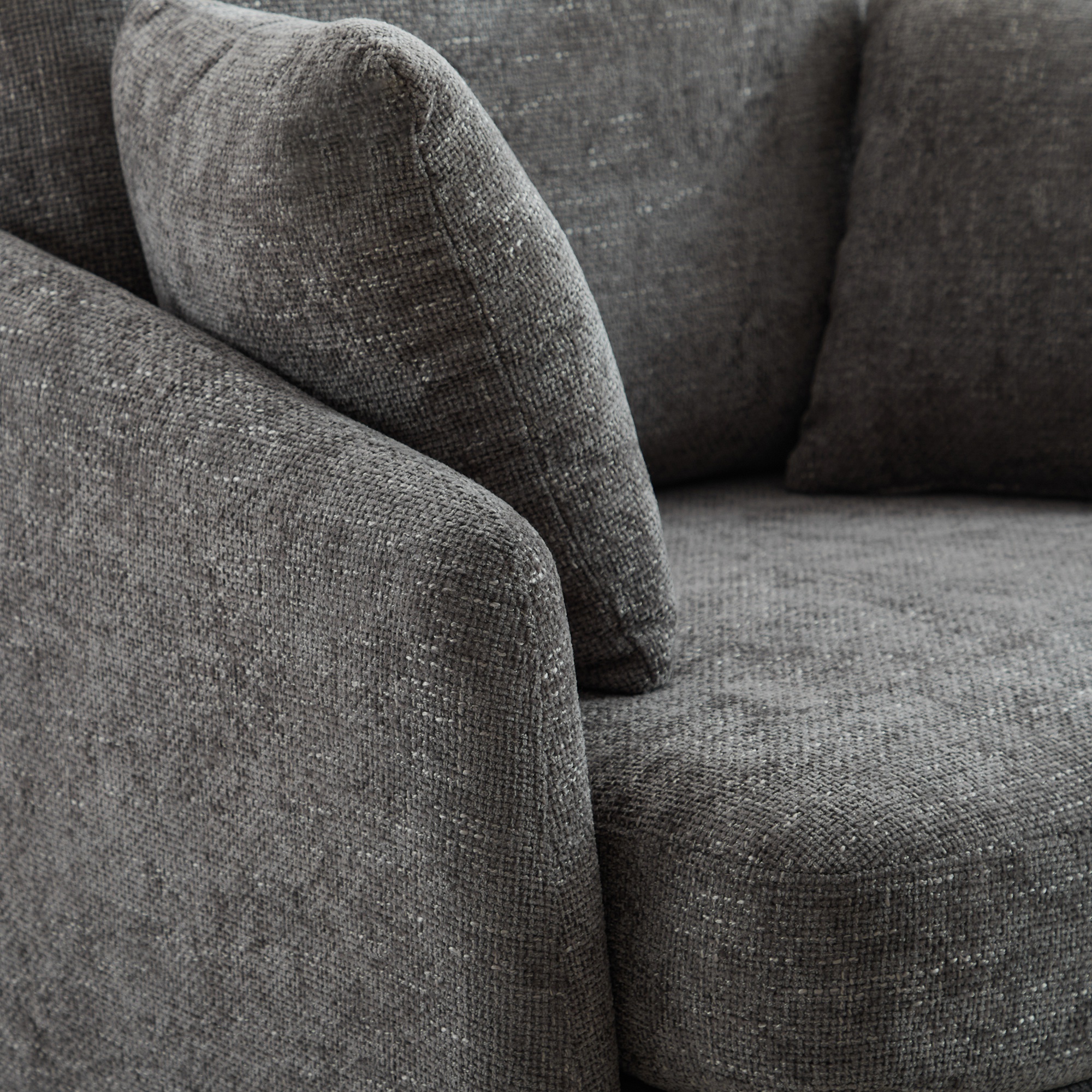PORKISS Swivel Accent Chair, Modern Barrel Chair with 2 Thorw Pillows, Oversized Comfy Round Armchair Reading Chair, Comfy Chair for Bedroom Living Room, Charcoal