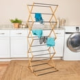 thumbnail image 4 of Household Essentials Bamboo Adjustable Folding Clothes Drying Rack, Upscale Laundry Rack with 16 Coated Metal Dowels, Environmentally Friendly, Stable Frame, 4 of 12