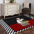 thumbnail image 4 of Abstract Washable Area Rugs 2.7'x5', Cartoon Style Cooks Black White Checkered Border Low Pile Throw Living Room Rug Non-Slip Sturdy Edge Binding Carpet for Indoor Entryway Bedside Kitchen, 4 of 9