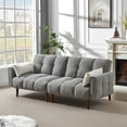 thumbnail image 6 of Zechuan Futon Sofa Bed Adjustable Sleeper Sofa Couch Modern Fabric Linen Upholstered Sofa with 2 Pillows, Solid Wooden Legs - Gray, 6 of 8