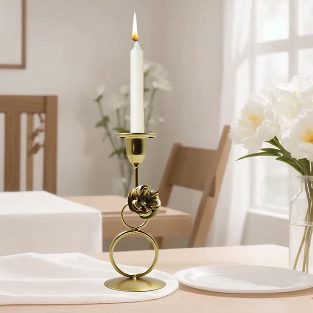 Xihbxyly Candelabro Dorado, Elegante Decoración de Metal, Soporte de Hierro de Diseño Moderno, Versátil Pieza Central para Mesa, Centro de Mesa para Bodas, Decoración Del Hogar, Elegancia Llamativa.