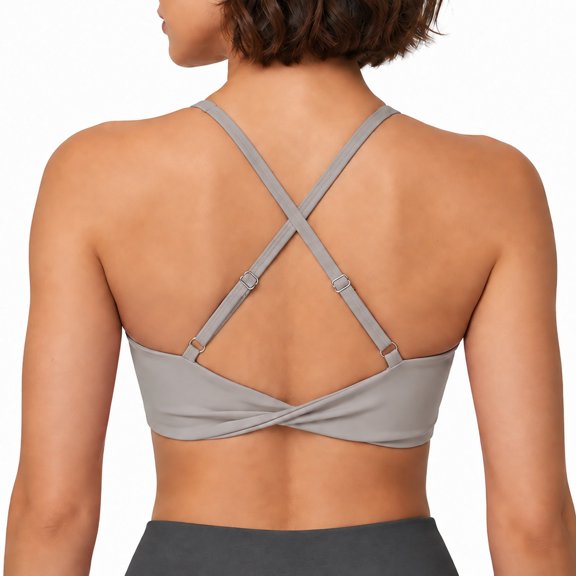 otnbgsr Women's Crossback Yoga Sports Bra Soft Stretch Light Support Workout Top with Twist Back, Adjustable Straps and Removable Pads