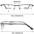 thumbnail image 2 of MAGIMODAC Anti Blue Light Reading Glasses Metal Spring Hinges Halframe Classic Blue Light Blocking Eyeglasses Eyewear Readers (Black, +3.0), 2 of 5