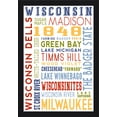 thumbnail image 1 of Wisconsin Dells, Wisconsin - Typography - Lantern Press Artwork (16x24 Giclee Art Print, Gallery Framed, Black Wood), 1 of 1