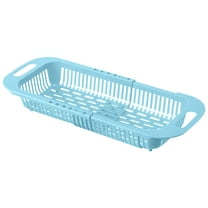 HAXMNOU Over The Sink Dish Drainer Drying Rack Household Retractable Vegetable Sink Drain Basket Kitchen Sink Drain Rack ,Clearance item! (Blue)