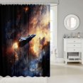 thumbnail image 2 of Manfei Glowing Interstellar Spaceships Shower Curtain 72Wx84L,Celestial Nebula Bathroom Shower Curtain, 2 of 5
