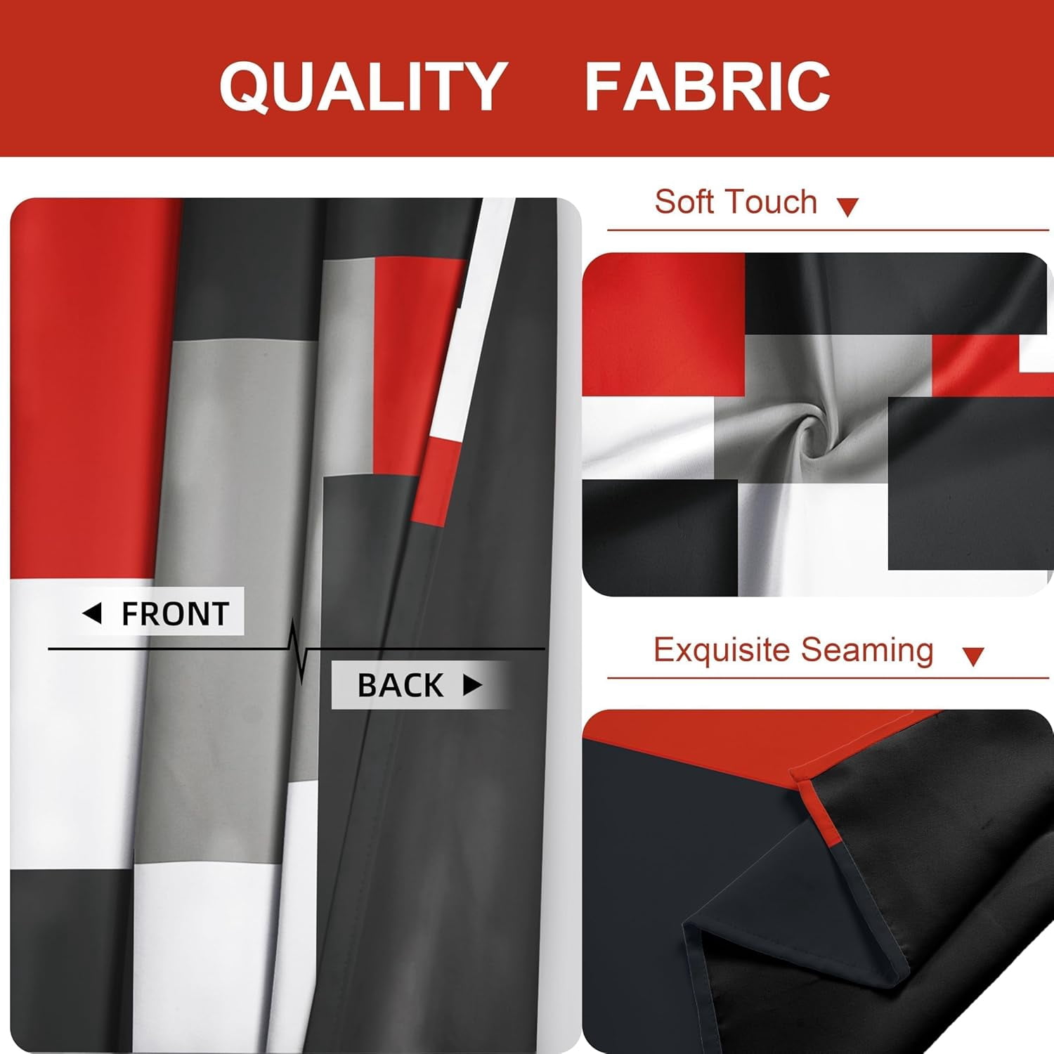 Tyrot 2 Panels Red Black 100% Blackout Curtains for Bedroom Modern Abstract  Grommet Curtains, 52" x 84"