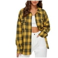 thumbnail image 2 of cllios Flannel Plaid Shacket for Women,Women's Flannel Plaid Shacket Long Sleeve Button Down Shirts Jacket Coats with Side Pockets, 2 of 7