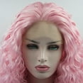 thumbnail image 4 of Unique Bargains Lace Front Wigs for Women 24" Bright Pink Long Water Wave with Wig Cap, 4 of 6