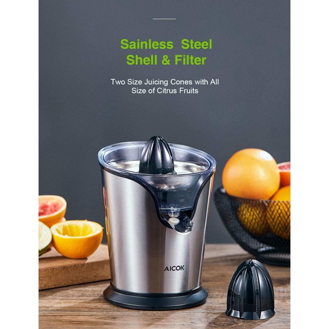 Aicok Citrus Juicer Stainless Steel Electric with 2 Size Cones