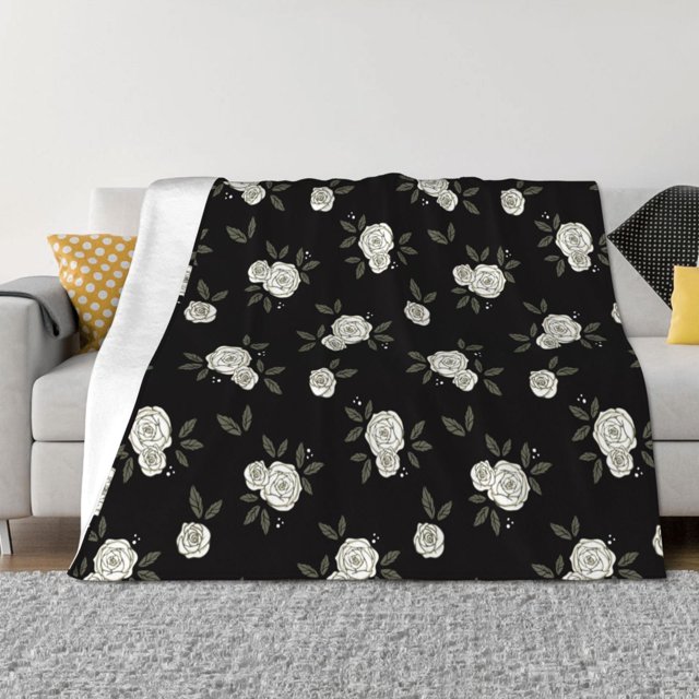 Balery Rose Flowers Manta de Franela con Dibujo, Lujo Ultra Suave y Cálido, Antipelusa y Resistente a las Arrugas para Cama, Sofá, Camping -60"x50"