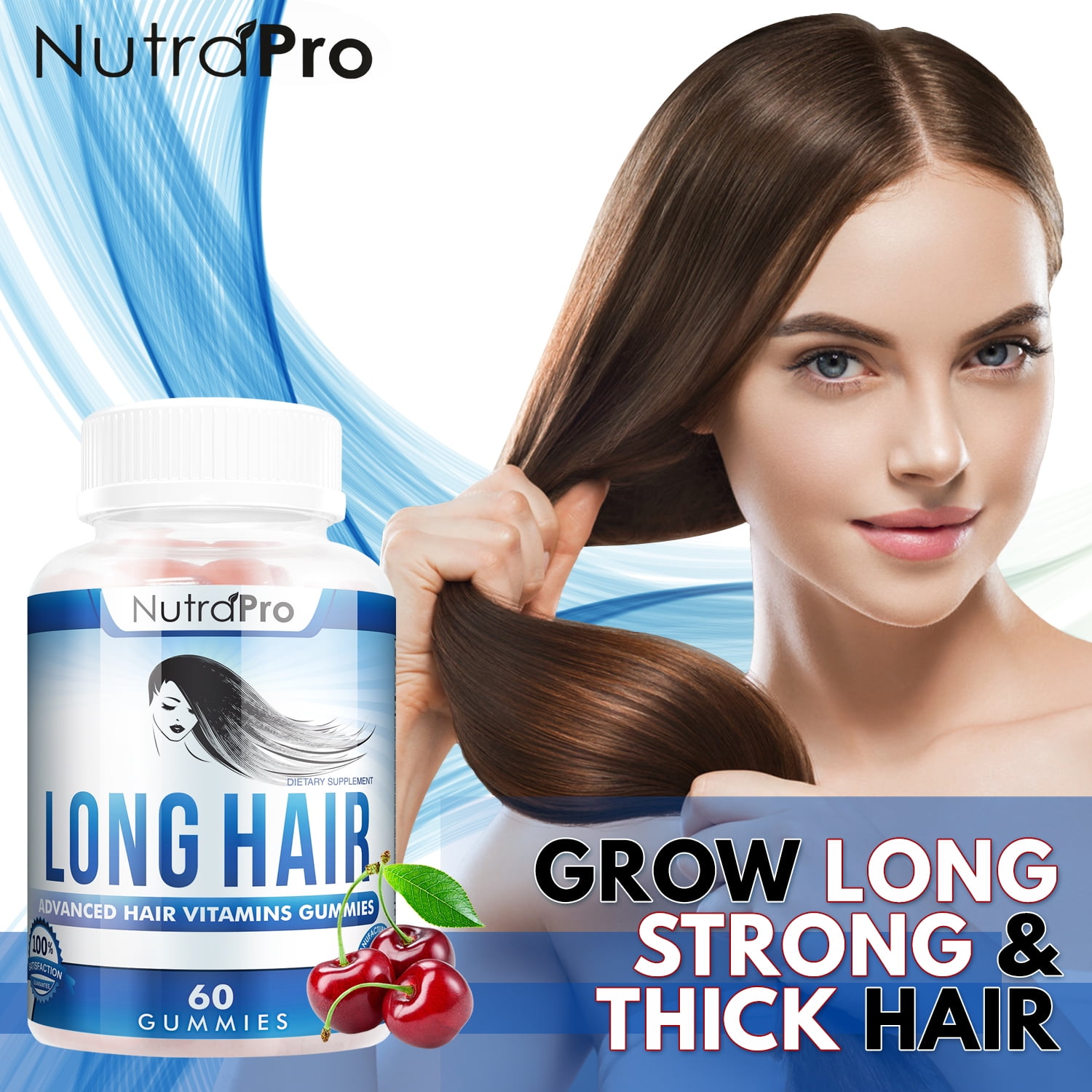 Long Hair Gummies – Anti-Hair Loss Supplement for Faster Hair Growth of Weak, Thinning Hair – Grow Long Thick Hair & with Biotin and 10 Hair Vitamins. (Twin Pack).