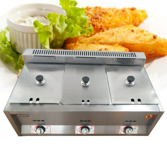 3x 6.34QT Commercial Food Warmer Steam Buffet Counter-top Gas Fryer Steam Table