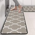 thumbnail image 2 of Kitchen Rugs Sets Of 2,Brown Geometric Quatrefoil Pattern Anti Fatigue Kitchen Mat Rugs Non Slip Washable,Decorative Kitchen Floor Mats for Kitchen,Sink,Laundry,17"x47"+17"x47", 2 of 5