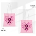 thumbnail image 3 of DouZhe Reusable Grocery Bags, Breast Cancer Awareness Heart Lightweight Polyester Canvas Cloth Tote Bag for Travle Gym Shopping School, 15" x 16", 3 of 7