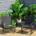 thumbnail image 1 of Costway Double Swing Glider Chair Rocker Glass Table Umbrella Hole Black, 1 of 9