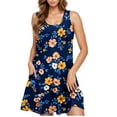 thumbnail image 5 of Viikei Womens Dresses Clearance,Plus Size Summer Maxi Dress for Women,Women's Casual Plus-size Sleeveless Round Neck Short Floral Dress Blue XL, 5 of 5