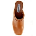 thumbnail image 5 of Steve Madden Alvara Cognac Leather Slip On Squared Toe Block Heeled Clog Mule (Cognac Leather, 10), 5 of 6