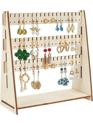 Anself Earring Holder 3-Layer 72 Holes Jewelry Organizer Earring Display  Stand, White