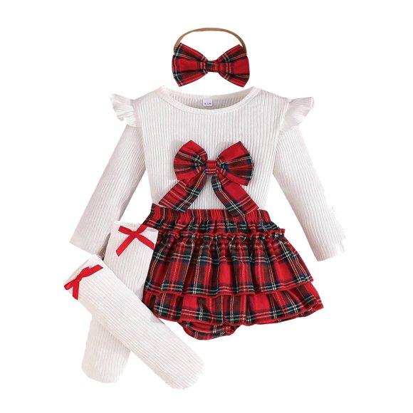 Infant Toddler Girl Set Girl 2t Girls Thanksgiving Outfit Rainbow Baby Outfit 5 Piece Set Baby Long Sleeve Bodysuit Skirt And Socks Four Piece Holiday Party Wear Festive Dress White 9-12 Months
