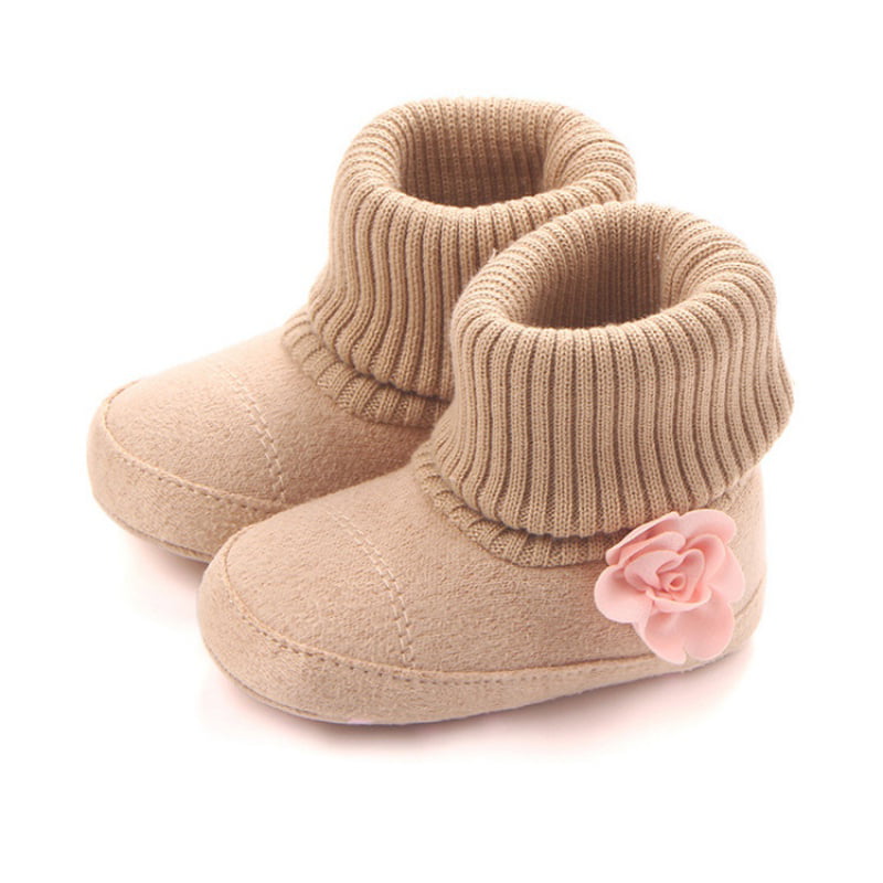 Newborn Baby Toddler Warm Boots Boys Girls Winter Striped Snow Shoes 0-18Months 