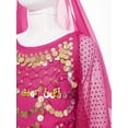 thumbnail image 5 of TiaoBug Kids Girls Belly Dance Outfits Halter Top Harem Pants Indian Carnival All Set Hot Pink 5-6, 5 of 7