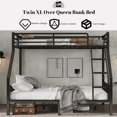 thumbnail image 3 of Twin XL Over Queen Bunk Bed with High Guardrail and Slats Support, Metal Bunk Bed Frame with Ladder & Soft PVC Cover for Teens Adults, Black, 3 of 6