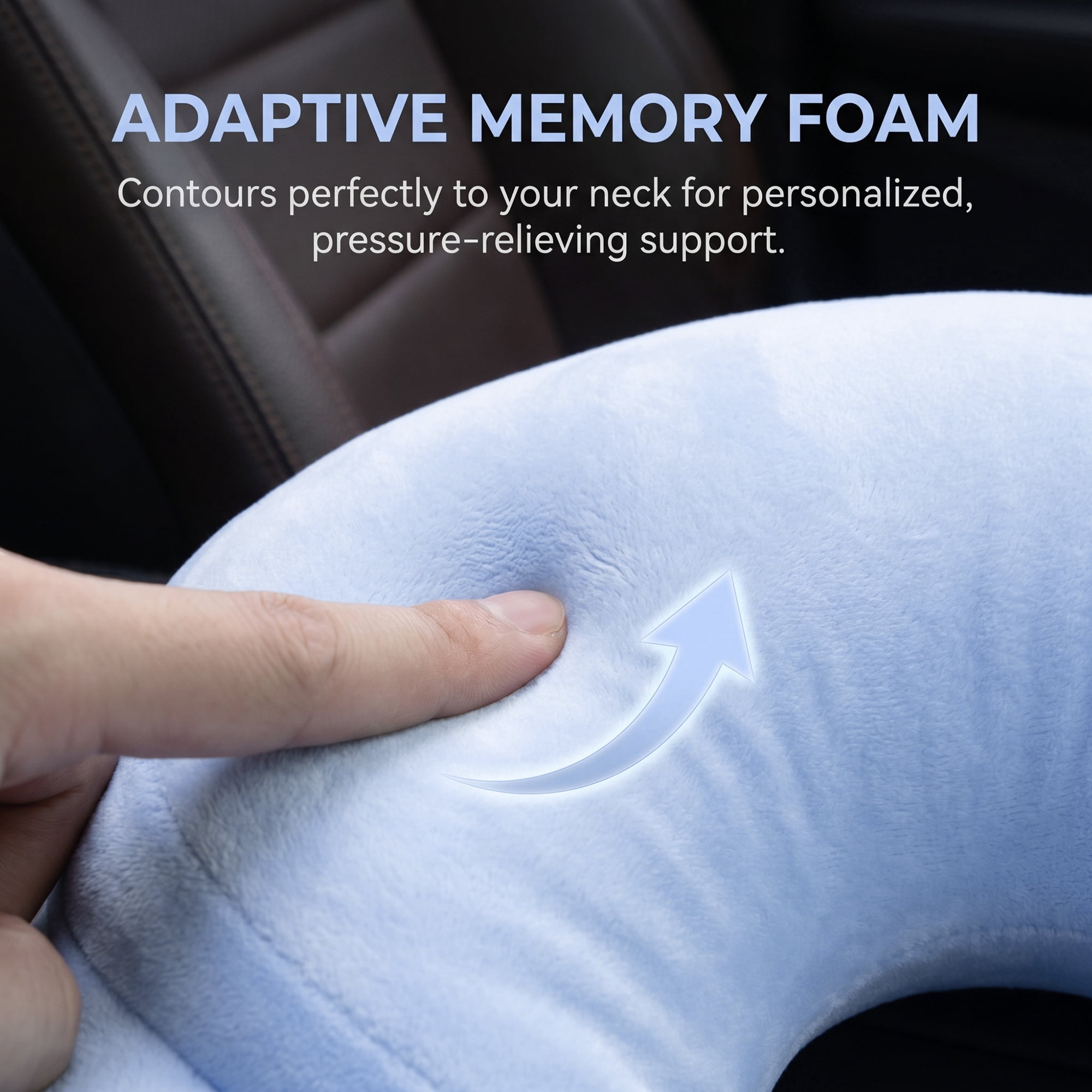 Unique Bargains  Memory Foam Travel U Shape Neck Pillow for Airplane Light Blue 11"x11"
