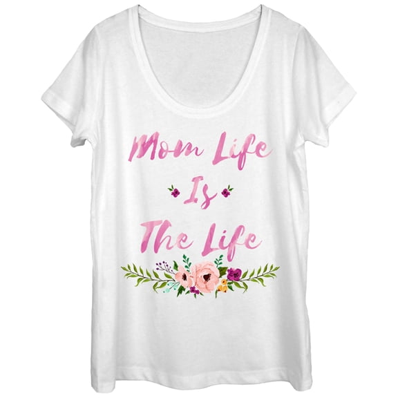 Women's CHIN UP Mom Life is the Life  Scoop Neck White Large