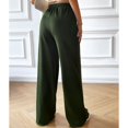 thumbnail image 2 of SWSMCLT Women's High Waisted Pants Ribbed Knit Drawstring Full Length Pants Long Lounge Casual Pants Wide Leg Pocket Loose Fit Elastic Army Green Large, 2 of 5