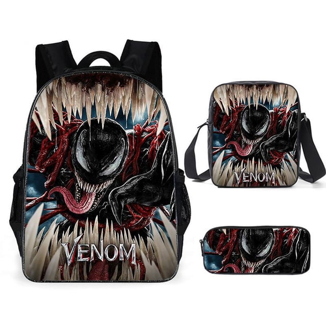 3 Piece Venom Fashion Backpack Suit, Boy Backpack With Lunch Box, Pencil Case, School Bag, Backpack, Travel-HAPDEN
