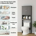 thumbnail image 3 of Walsunny Over The Toilet Storage Cabinet Bathroom Shelves Organizer Space Saver Freestanding Restroom Shelf with Doors Anti-Tip Device Adjustable Shelf Gray, 3 of 8