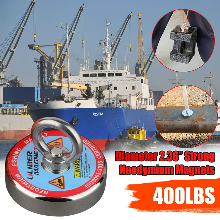 ULIBERMAGNET Fishing Magnet Kit,400LBS Strong Neodymium Magnet Fishing with 20m Nylon Rope & Non-Slip Gloves,Large Strong Magnet for Magnetic Fishing