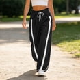 thumbnail image 6 of hotojiny Wide Leg Pants for Women Fashion High Waist Side Striped Baggy Sweat Pants Drawstring Athletic Casual Pants(Black,Small), 6 of 6