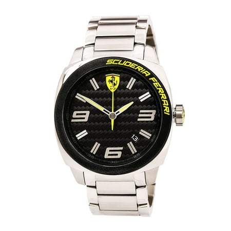 Ferrari 830168 Men's Aero Evo Black Carbon Fiber Dial Stainless Steel Bracelet Watch