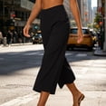 thumbnail image 4 of Lenpel Wide Leg Capri Pants for Women High Waist Baggy Cropped Trousers Comfy Flowy Casual Workout Yoga Capris, 4 of 5
