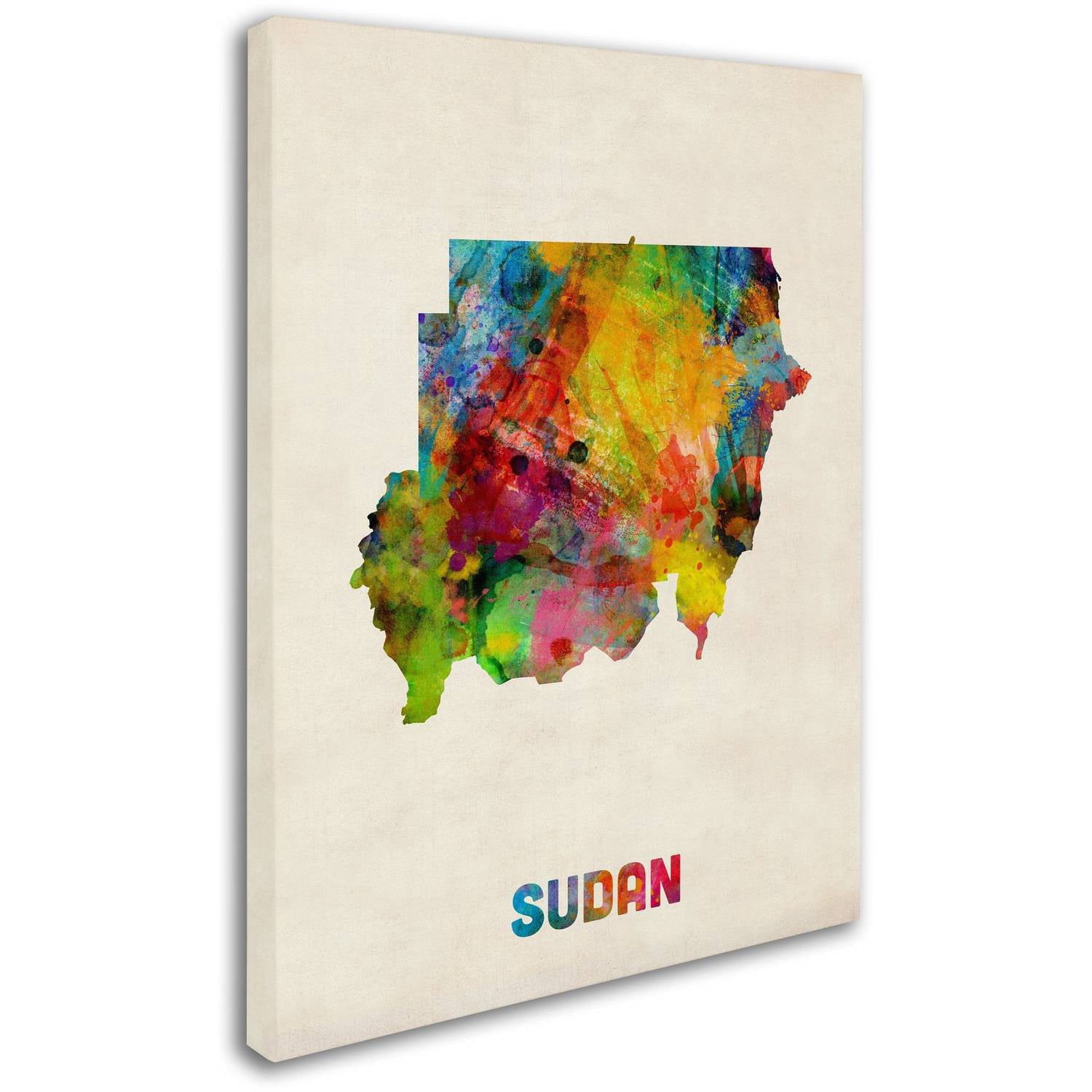 Trademark Fine Art "Sudan Watercolor Map" Canvas Art by Michael Tompsett
