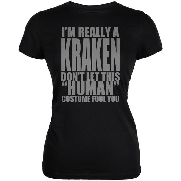 Halloween Human Kraken Costume Juniors Soft T Shirt Black LG