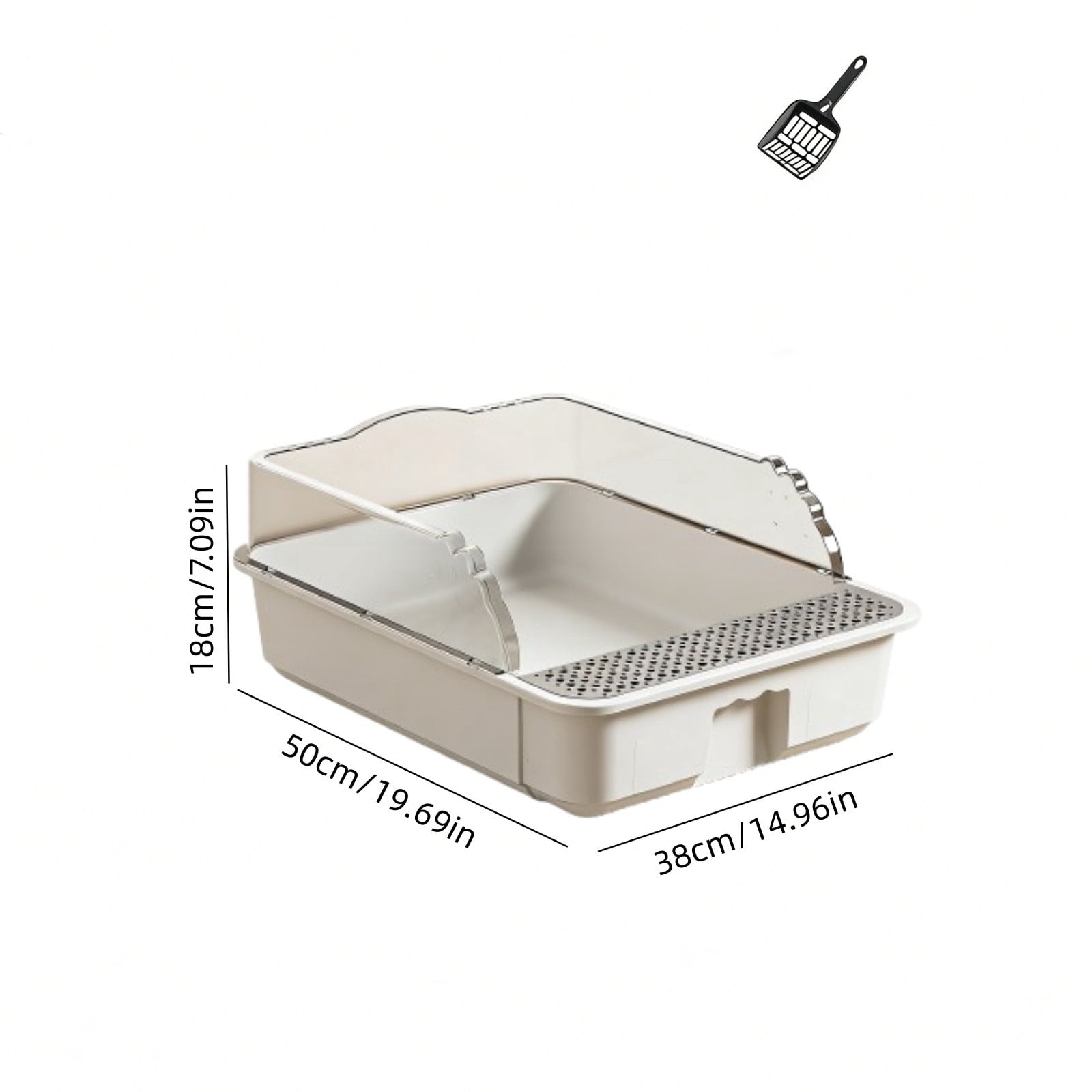 AYktou Semi Enclosed Cat Litter Box, Oppose Scatter Odor Control Litter Pan with Removable High Sided, Non Slide Bottom Pet Toilet Include Scoop Indoor Cats Toilet Tray Anti-Scratch Kitty Cat Box